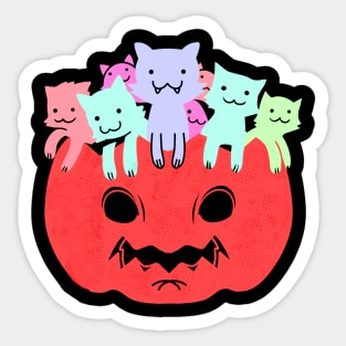 Halloween Pumpkin with Color Cats Sticker